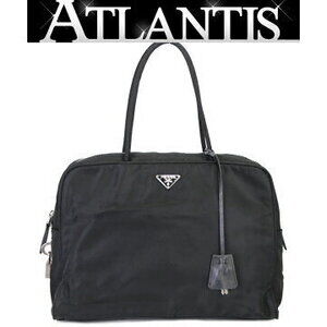Prada handbag triangle logo black nylon